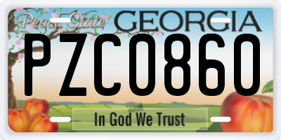 GA license plate PZC0860