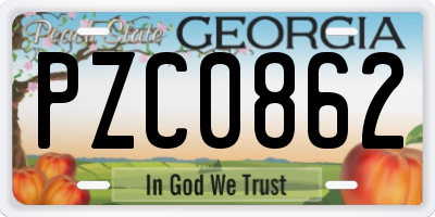 GA license plate PZC0862