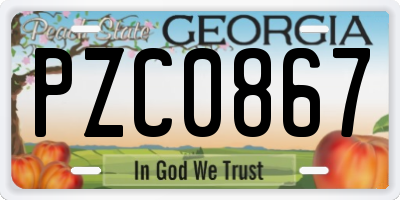 GA license plate PZC0867
