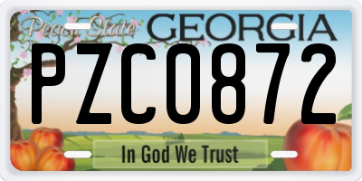 GA license plate PZC0872