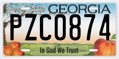 GA license plate PZC0874