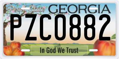 GA license plate PZC0882