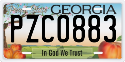 GA license plate PZC0883