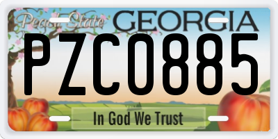 GA license plate PZC0885