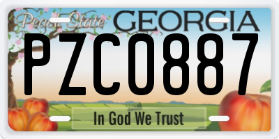 GA license plate PZC0887
