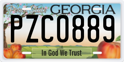 GA license plate PZC0889