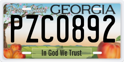 GA license plate PZC0892