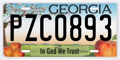 GA license plate PZC0893