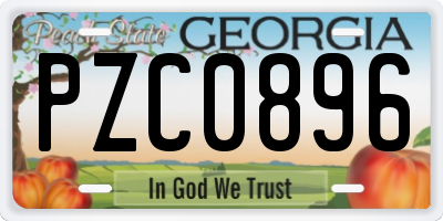 GA license plate PZC0896