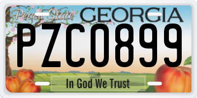 GA license plate PZC0899