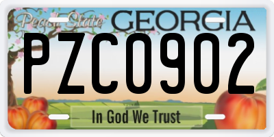 GA license plate PZC0902