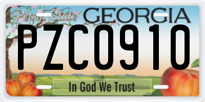 GA license plate PZC0910