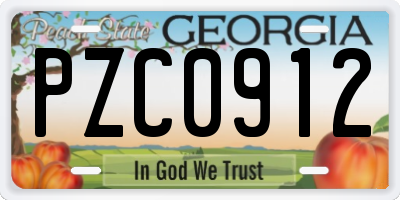 GA license plate PZC0912