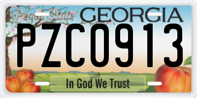 GA license plate PZC0913