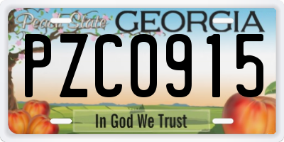 GA license plate PZC0915