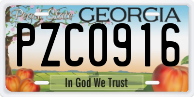 GA license plate PZC0916