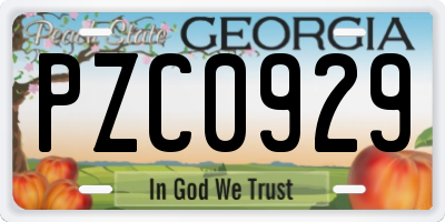 GA license plate PZC0929