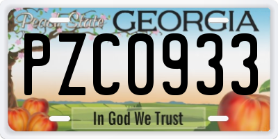 GA license plate PZC0933