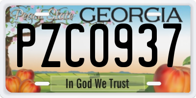 GA license plate PZC0937