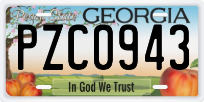 GA license plate PZC0943