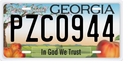 GA license plate PZC0944