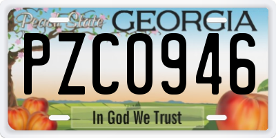 GA license plate PZC0946