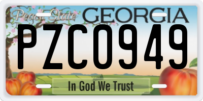 GA license plate PZC0949