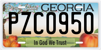 GA license plate PZC0950