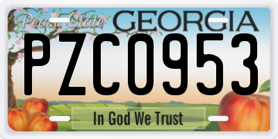 GA license plate PZC0953