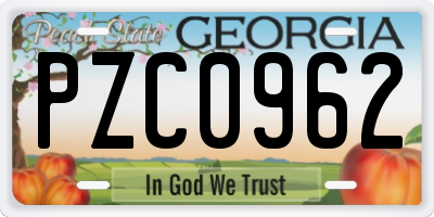 GA license plate PZC0962