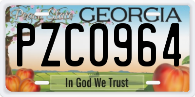 GA license plate PZC0964