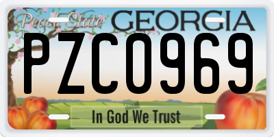 GA license plate PZC0969