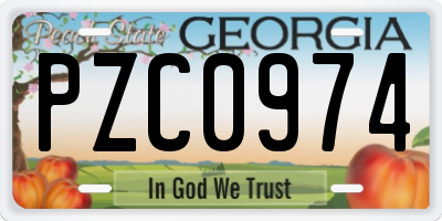 GA license plate PZC0974