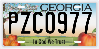GA license plate PZC0977