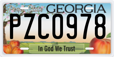 GA license plate PZC0978