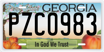 GA license plate PZC0983