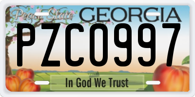 GA license plate PZC0997