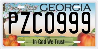 GA license plate PZC0999