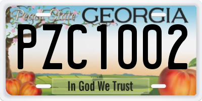 GA license plate PZC1002