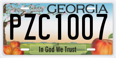 GA license plate PZC1007