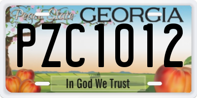 GA license plate PZC1012