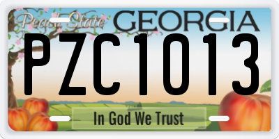 GA license plate PZC1013