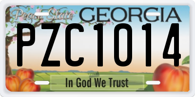 GA license plate PZC1014