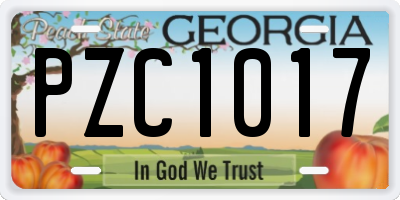 GA license plate PZC1017