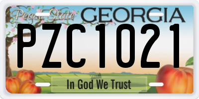 GA license plate PZC1021
