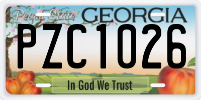 GA license plate PZC1026