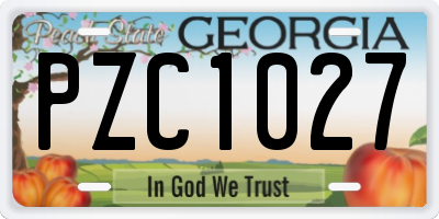 GA license plate PZC1027