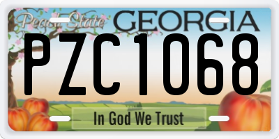 GA license plate PZC1068