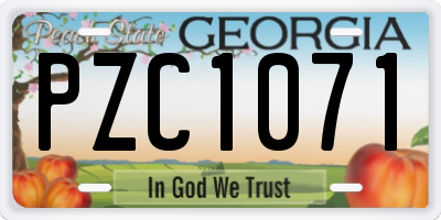 GA license plate PZC1071