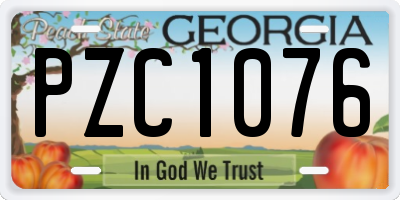 GA license plate PZC1076